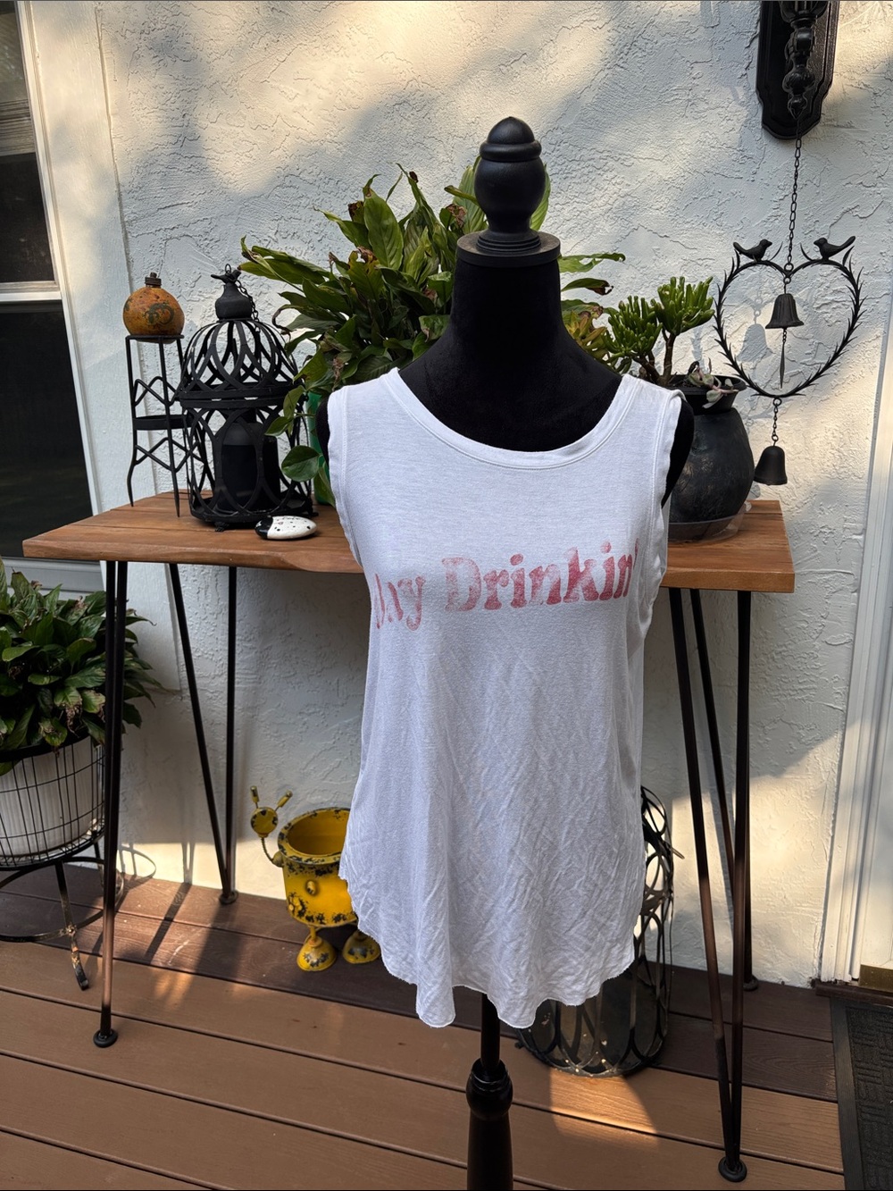 White Graphic Sleeveless Tank Top - Women